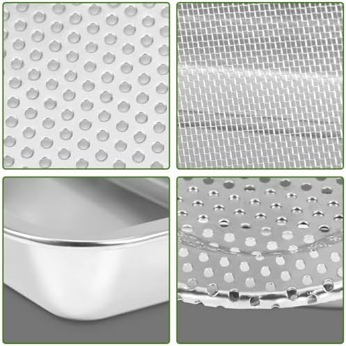 Picowe Stainless Steel Sprouting Trays Seed Sprouting Kit with Stainless Steel Mesh Tray Seed Starter Tray Seed Sprouting Kit (3pack, 10.4 x 7.7inch)