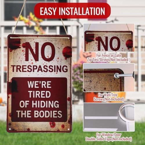 Halloween Decorations Metal Tin Sign for Outdoor Yard, Garage Wall