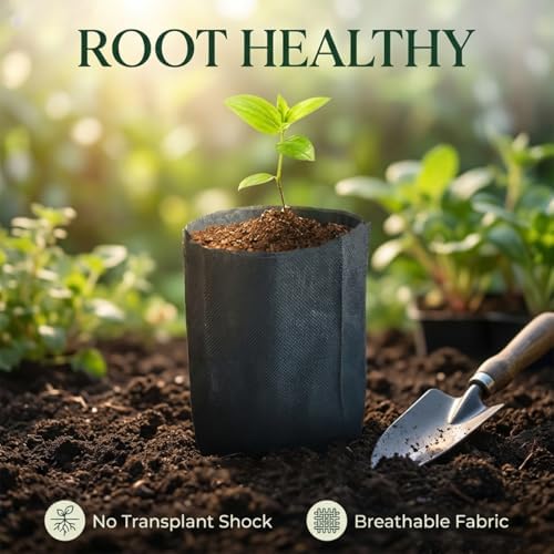 gardtree 1/4 Gallon 200PCS 6.3×7 Inch Breathable Plant Grow Bags - Non-Woven Plant Seedling Pots for Seed Starting, Indoor/Outdoor Vegetables, Herbs, Flower | Easy Transplant, Space Saving, Black