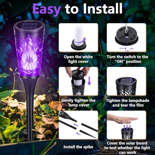 Toodour Solar Halloween Lights Outdoor, 6 Pack Solar Torch Light Waterproof