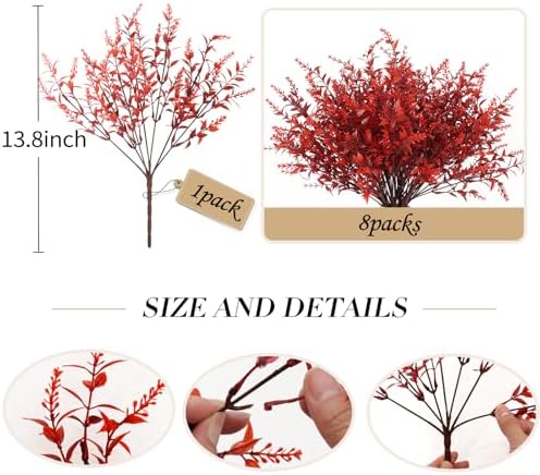 RECUTMS Artificial Greenery for Outdoors Lavender Fall Fake Plants Burgundy