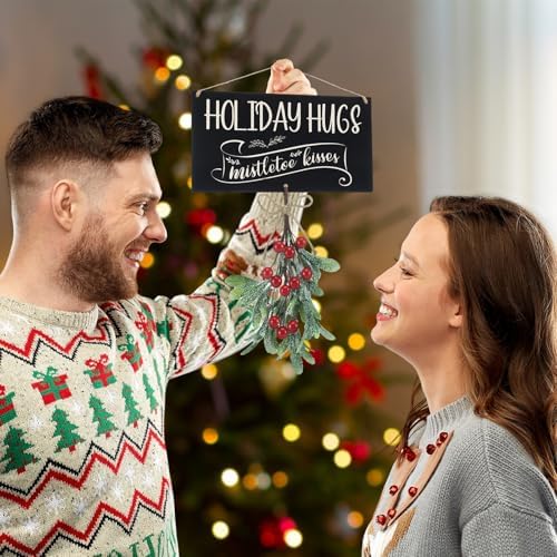 Vercraft Christmas Mistletoe Sign Holiday Hugs Hanging Decor