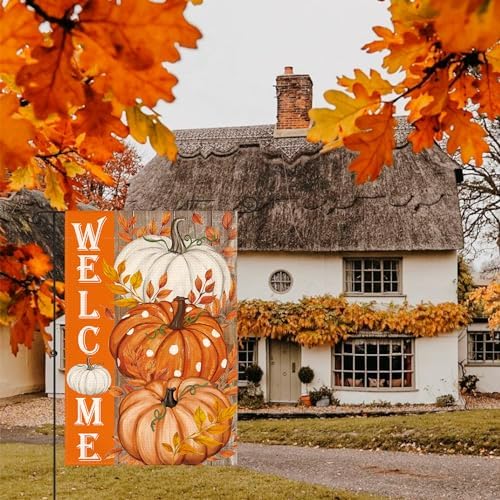 AVOIN colorlife Pumpkin Fall Garden Flag 12x18 Inch Double Sided Outside