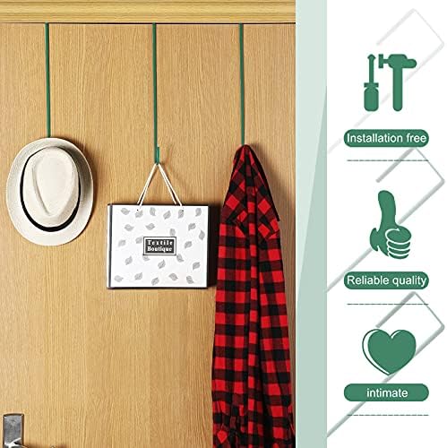 Hotop 15 Inch 6 Pcs Wreath Hangers for Front Door Over The Door Hanger Hooks Steel Wreath Doors Hangers Clothes Towel Hooks Holder for Christmas Halloween Front Decorations Welcome Sign(Green)