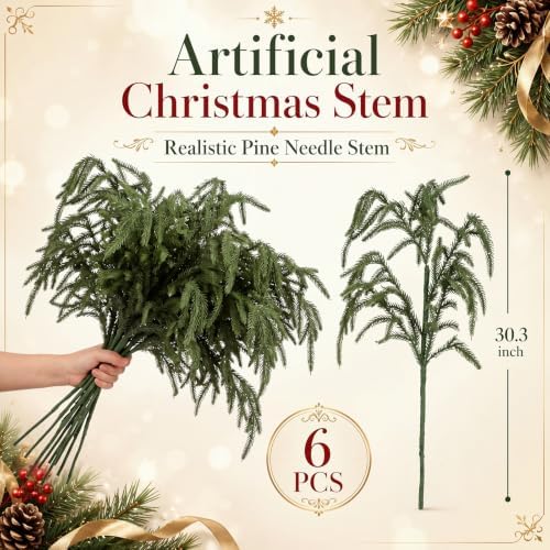 Wavwavw 12 Pcs Artificial Christmas Red Berries Norfolk Picks, 24.8" Stems
