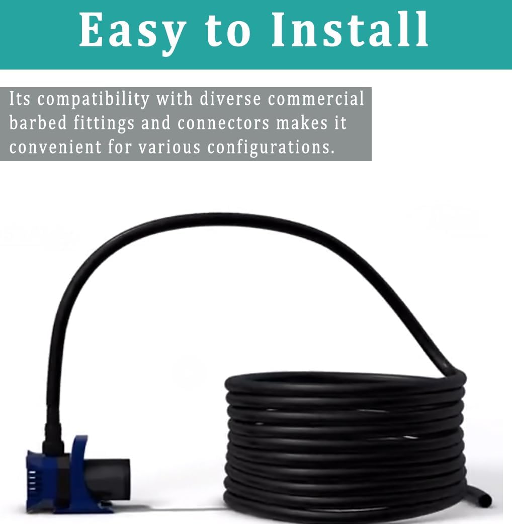 3/4" id - 25 ft Black Vinyl Tubing Flexible PVC Irrigation Hose & 2 Clamps | Hybrid Hose Transfer Water Fuel Gas for