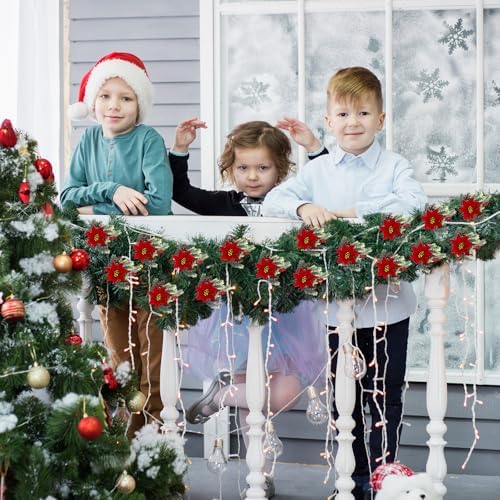4 Pcs 13.4'' Velvet Poinsettias Artificial Christmas Flowers Outdoor