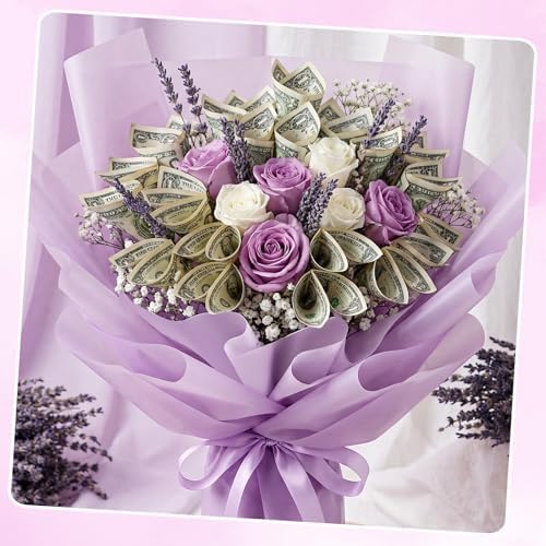 woric 25 Sheets Light Purple Flower Bouquet Wrapping Paper