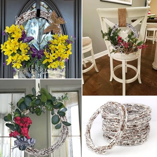 6 Pcs 12 inch Natural Grapevine Wreath Set, White