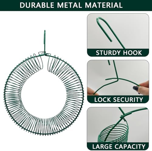 Peanut Bird Feeder, Hanging Feeder Round Metal Whole Wild Bird Feeder with Hanging Hook for Outdoor Birds and Squirrels Feeding Rust & Proof
