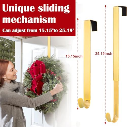 Wreath Door Hanger, Adjustable Wreath Hangers for Front Door from 15 to 25“