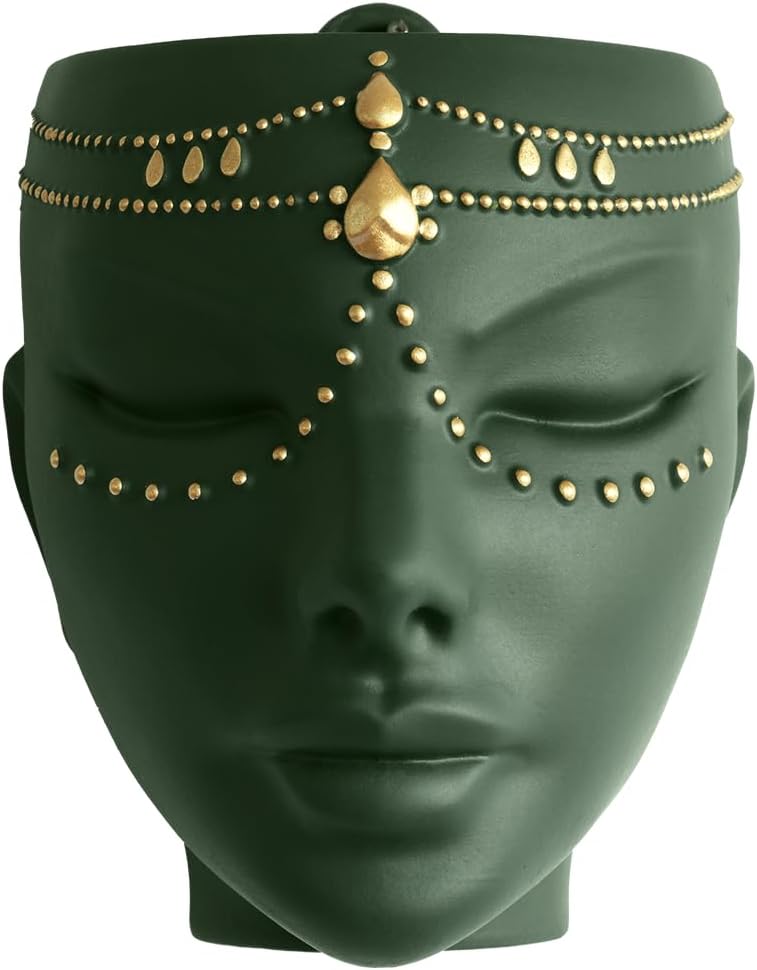 Head Planter - Indoor & Outdoor Home Decor Gifts for Plant Lovers - for Flat Surface or Wall Mount - Unique Face