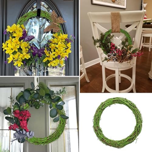 10 Pcs 8 inch Natural Grapevine Wreath Set, Green