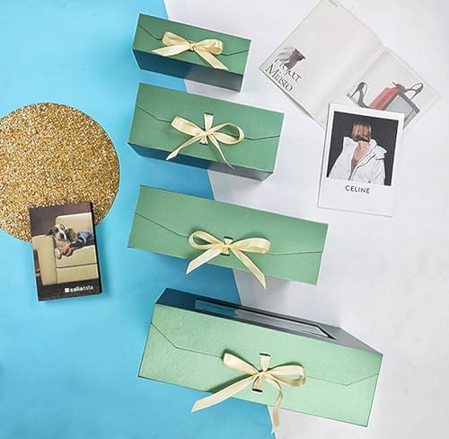 3 Pcs Green Extra Large Gift Box for Presents with Ribbon 16.5x13x5.3 Inches Clear Gift Box with Window Magnetic Closure Gift Boxes with Lids
