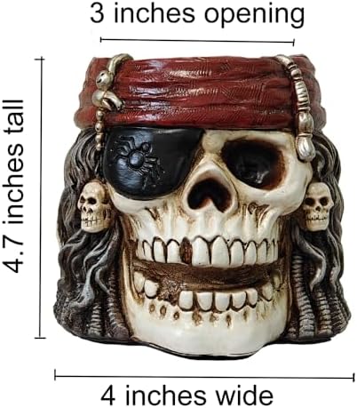 Skull Planter, Skulls Flower Pot, Skull Bowl, Skeleton Succulent Pots, Gothic Plant Pots with Drainage, Goth Statue Flower Pots, Indoor/Outdoor Pirate Figurine, Halloween Decoration, Funny Home Decor