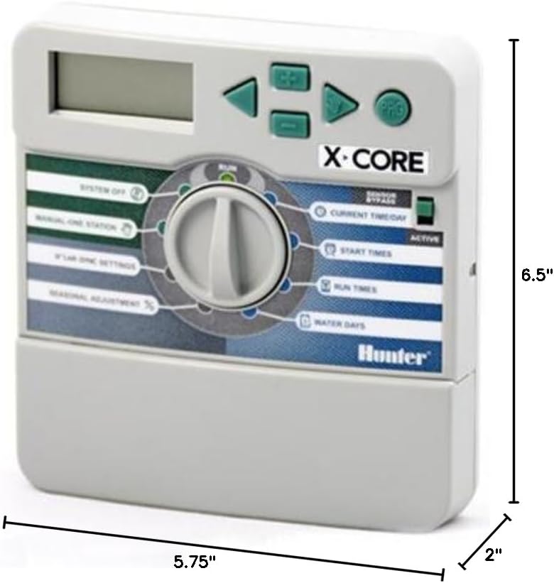 Hunter X-Core XC400i Indoor Sprinkler Timer, 4 Zone Irrigation Controller | Indoor 4 station irrigation controller with