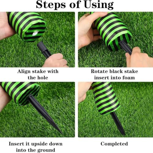 Halloween Witch Leg Stake Decoration, Foam and Polyester Material, Waterproof and Windproof, 17-Inch Yard Decoration, Spooky Halloween Garden, Porch, and Patio Decor, Set of 2 (F)