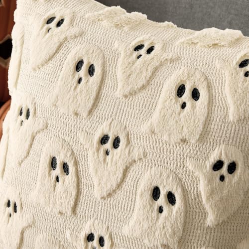 MIULEE Beige Halloween Pillow Covers Cute Ghost Decor Set of 2 20x20