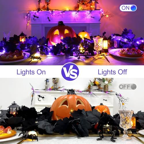 Joyhalo 2 Pack 5.7FT Halloween Garlands with Purple Lights