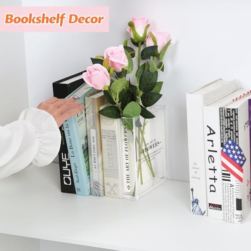 Book-Shaped Vase for Flowers, Book Lovers Gifts Cute Clear Flowers Vases