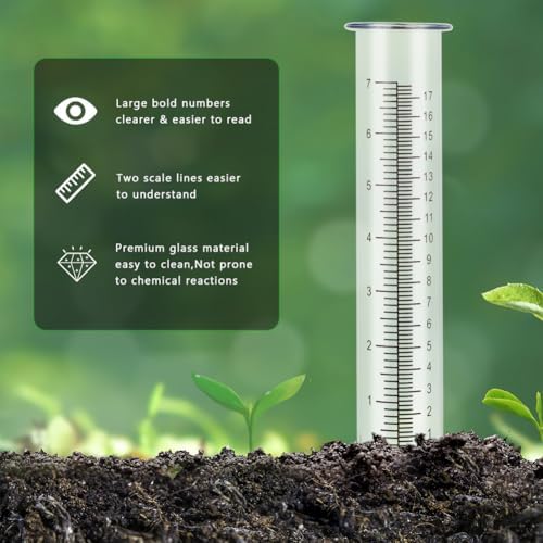7'' Capacity Rain Gauge Replacement Tube Glass, 2 Pcs