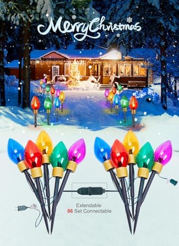 Jumbo C9 Christmas Pathway Lights Outdoor,2Pack Total 17FT C9 Walkway Light