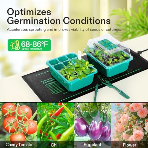 VIVOSUN 2 Pack Durable Waterproof Seedling Heat Mat Warm Hydroponic Heating Pad 10 x 20.75 Inch, Soil Tester, 3-in-1
