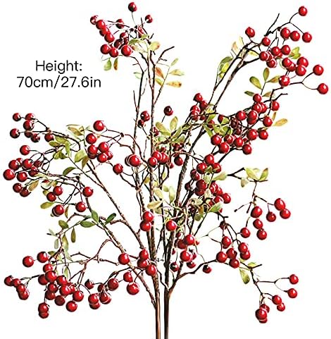 Artificial Pip Berry Stems,3Pack 27.5Inches Red Berry Stems Berry Spray Picks Handmade Berry Picks for Table Home Wedding Christmas Holiday Decor, 210715XU01-2-3-10458-1150250041