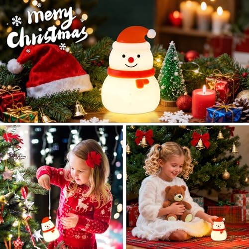 Christmas Snowman Night Light RGB Rechargeable for Nursery Bedroom