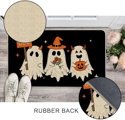 Hexagram Halloween Door Mat Pumpkin Ghost Boo Doormat Front Home Decor