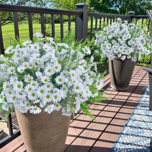 Artificial Mums Flowers Fake Plants for Outdoor Outside Summer Fall Decor