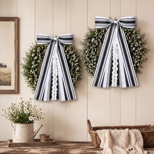 Suncalla 2 Pcs Minimalist Modern Ribbon Bow for Wreath Front Door