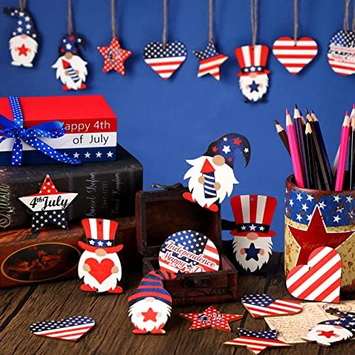 Qunclay 24 Pcs Wood Hanging Ornaments for Tree Decorations