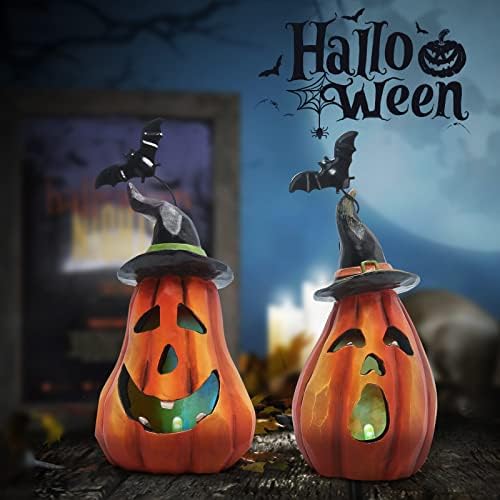 Hodao Halloween Pumpkin Decor, Gothic JackoLantern Resin Tabletop Figurines