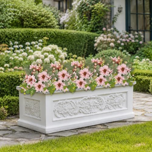 2 Pcs Artificial Christmas Flower Bouquet for Xmas Winter Décor(Pink)