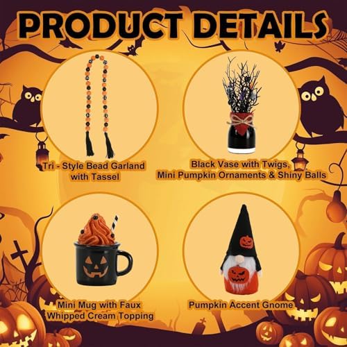 Halloween Decorations 6 PCS Farmhouse Spooky Tiered Tray Decor Set