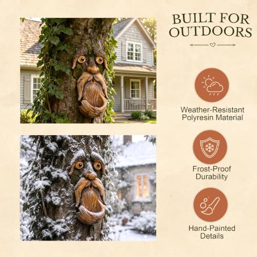 Tree Poetry Tree Face Decor Outdoor – Bird Feeder, Weatherproof Resin