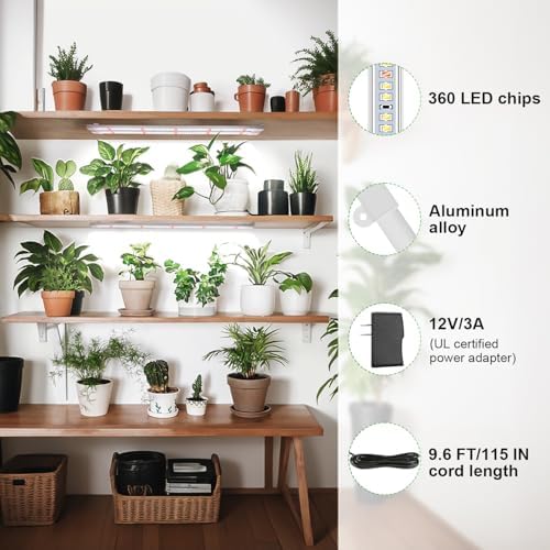 Wiaxulay 16in Grow Light Strip for Indoor Plants Seed Starting, 36W, 2 Pack