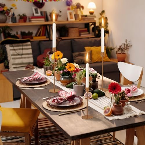 ChefBee 6PCS Gold Tall Taper & Pillar Candle Candlestick Holder