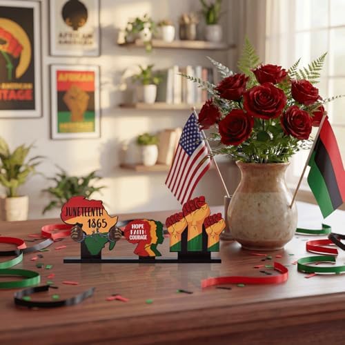 Smile Juneteenth Wooden Decor, Hope Faith Courage Desktop Signs Black History Month Black Pride Gifts