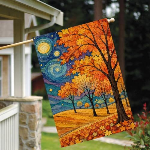 Fall House Flag 28x40 Inch Double Sided for Outside Porch Decor