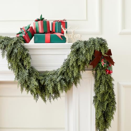 6FT Soft Textured Cedar Garland, Realistic Artificial Christmas Garlands