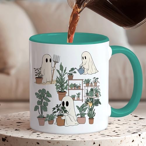 Hyturtle Cute Ghost Plant Mug Gifts For Plant Lovers on Birthday, Halloween