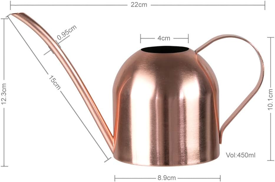 Rose Gold Watering Can for Indoor Plants, 450ml/15oz | Rose gold finish adds style while the long spout waters roots