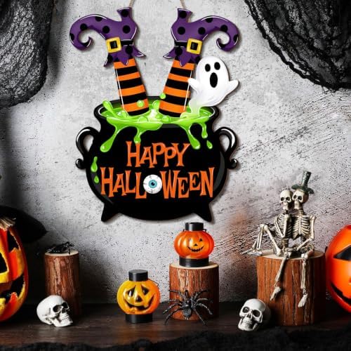 Halloween Witches Door Sign Witch Legs Cauldron Wreath Hanging Decorations