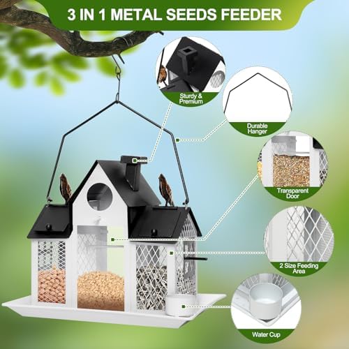 Solar Bird Feeders for Outdoors Hanging, Bird Houses for Outside
