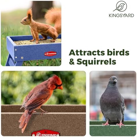 Kingsyard Ground Bird Feeder, Elevated Tray with Recycled Poly Lumber