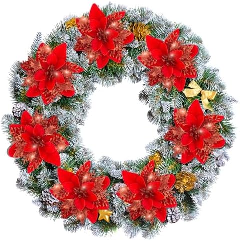 Cliselda 30Pcs 5.9" Red Poinsettias Artificial Christmas Flowers with Clips