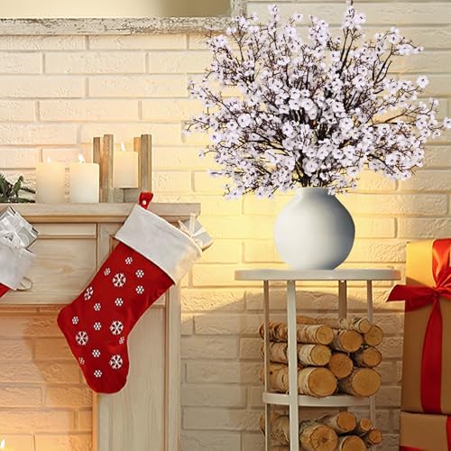 10 Pcs Fake Flowers, Real Touch Babys Breath Artificial Flowers, White