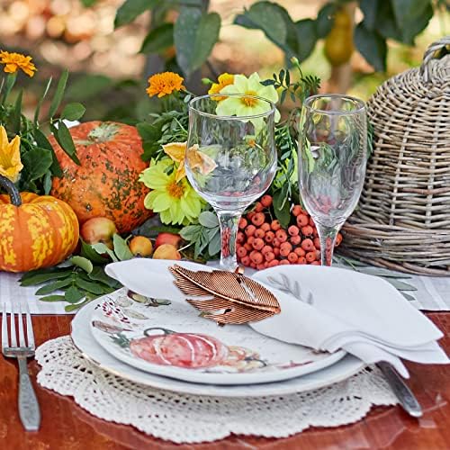 Remerry 9 pcsThanksgiving Napkin Rings Set Fall Autumn Metal Holders